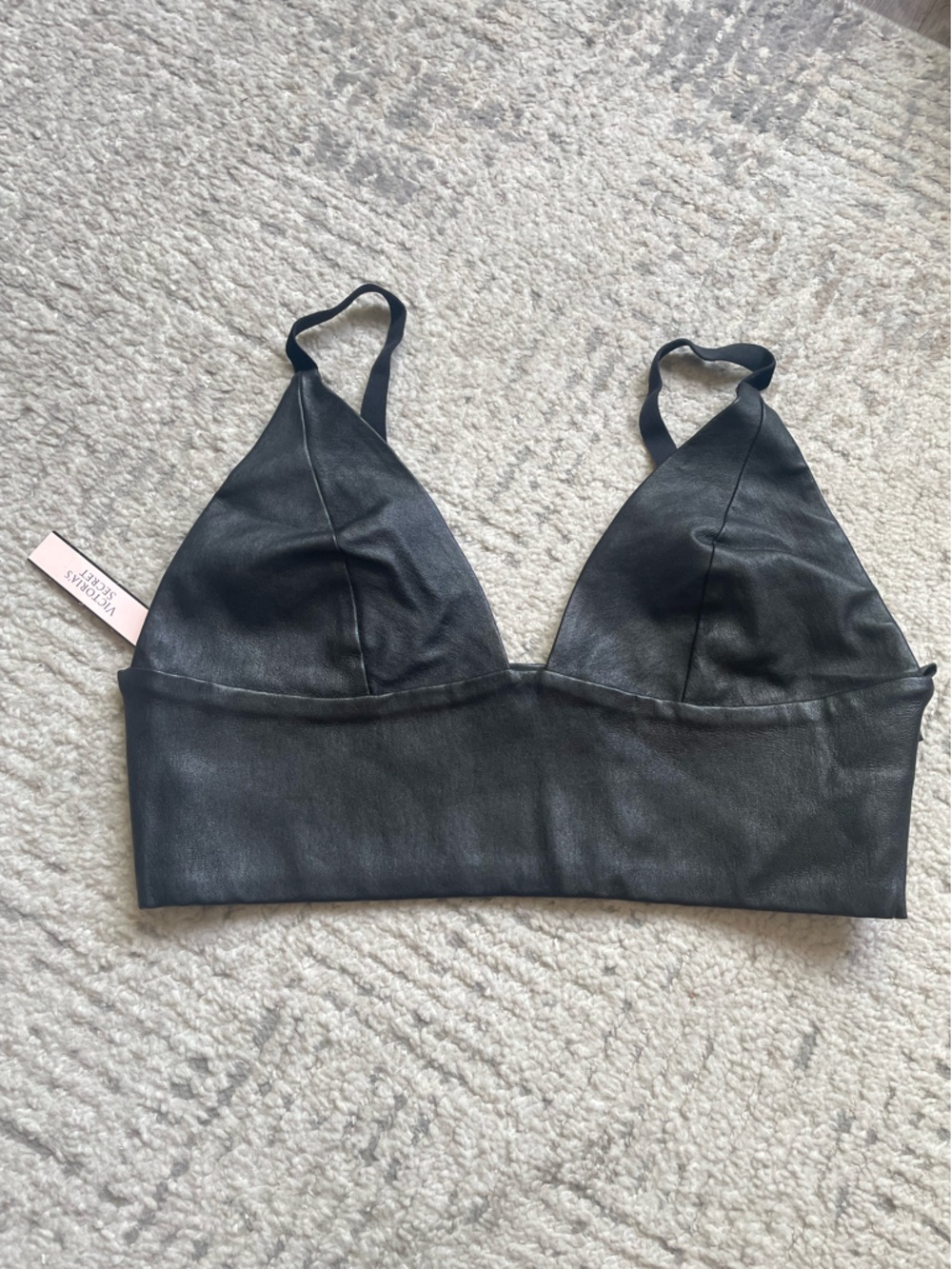 NWT Victoria's Secret Black Faux Leather Bralette